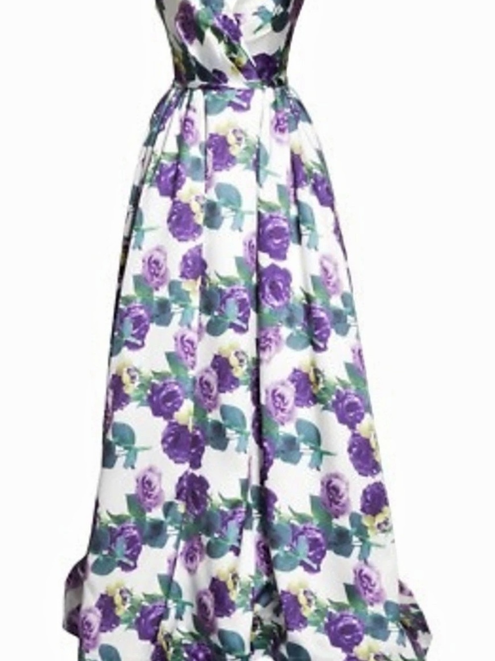 Mac Duggal Sz 8 Floral Strapless Maxi Dress in White & Purple